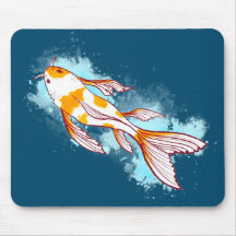 Farbenfroher Koi-Fisch in blauer Illustrationsmous