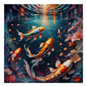 Farbenfroher Koi Fish no 4 Glossy Poster