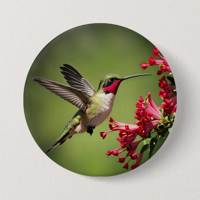Farbenfroher Kolibri Button (Vorderseite)