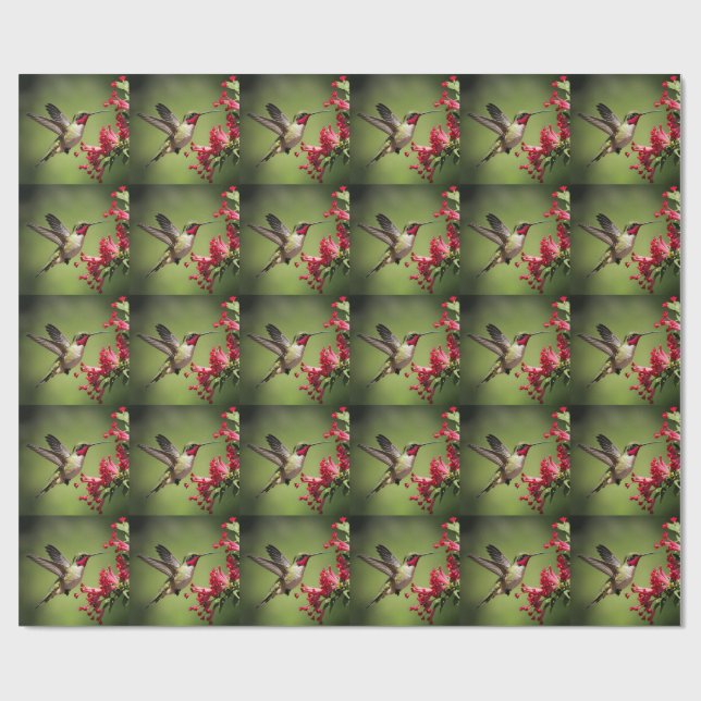 Farbenfroher Kolibri Geschenkpapier (Flach)