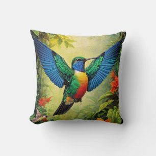 Farbenfroher Kolibri Kissen