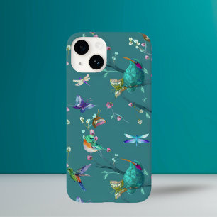 Farbenfroher Kolibri und florale Wasserfarben Case-Mate iPhone 14 Hülle