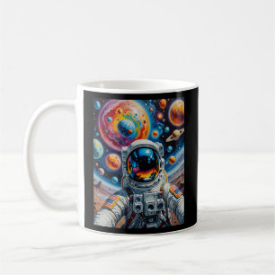Farbenfroher kosmischer Astronaut Selfie T Shirt Kaffeetasse
