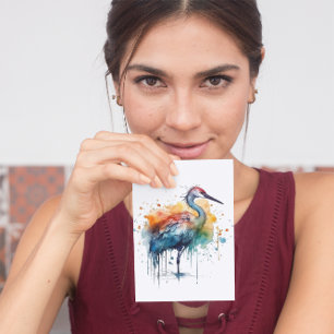 Farbenfroher Kran im Wasser stehend Postkarte