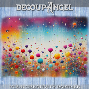 Farbenfroher Kronenpuffball - Decoupage - Seidenpapier