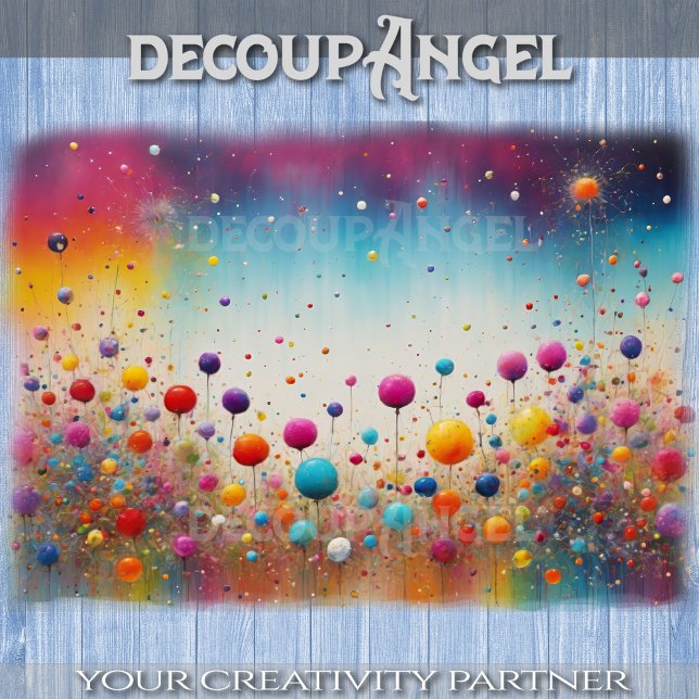 Farbenfroher Kronenpuffball - Decoupage - Seidenpapier (Von Creator hochgeladen)