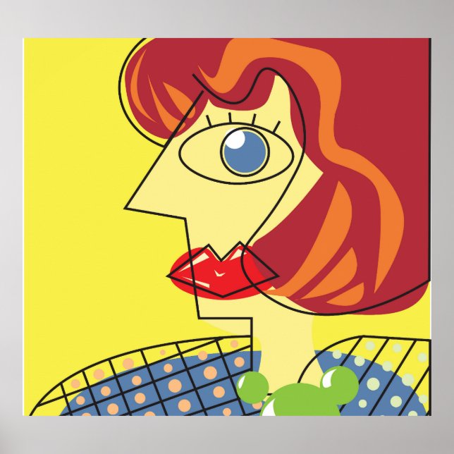 Farbenfroher Kubismus: Porträtkunst der Frau. Poster (Vorne)
