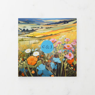 Farbenfroher Landschaftsspass und romantische Hoch Dreifach Gefaltete Einladung