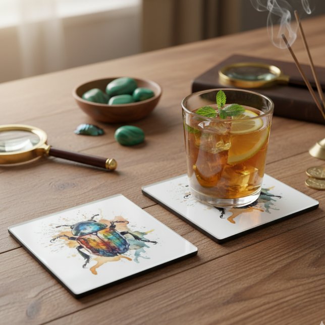 farbenfroher, lebendiger Schal in Aquarellfarben Glasuntersetzer (Von Creator hochgeladen)