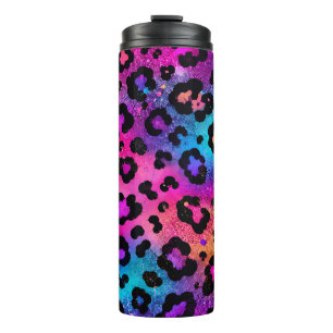 Farbenfroher Leoparden-Druck Thermosbecher
