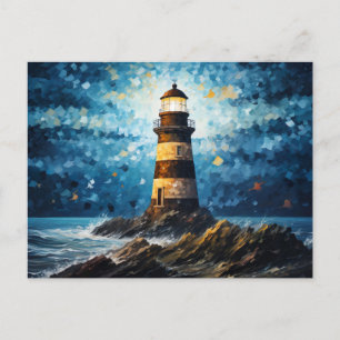 farbenfroher Leuchtturm maritime Lansdchaft Postkarte