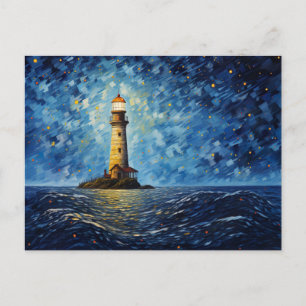 farbenfroher Leuchtturm maritime Lansdchaft Postkarte