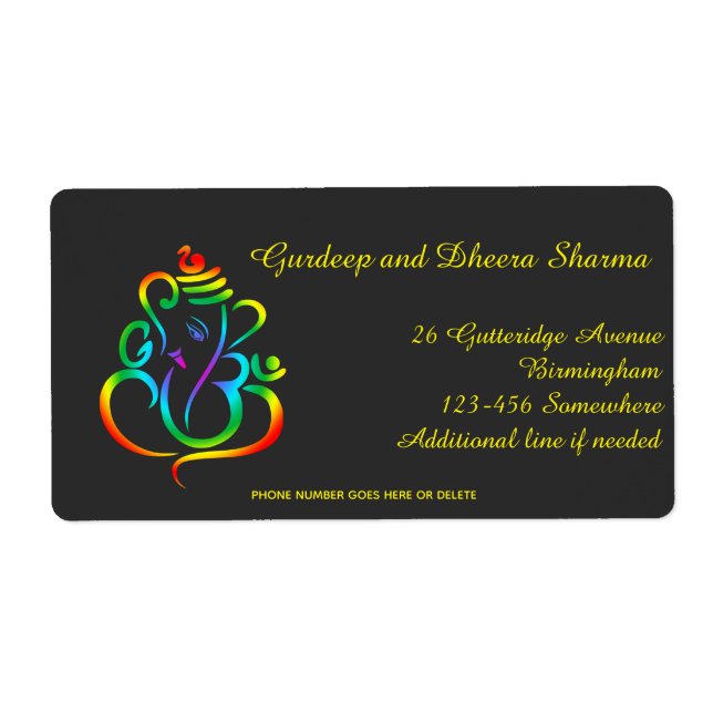 Farbenfroher Lord Ganesha auf schwarz (Vorne)