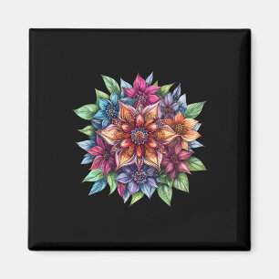 Farbenfroher Lotusgarten Mandala Fantasy Blüte Magnet