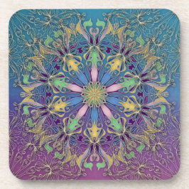 Farbenfroher Mandala Hard Plastic Untersetzer