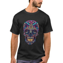 Farbenfroher Mandala Skull, Sugar Skull Design
