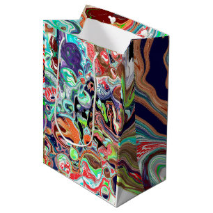Farbenfroher Marmor Pour Paint Birthday Mittlere Geschenktüte