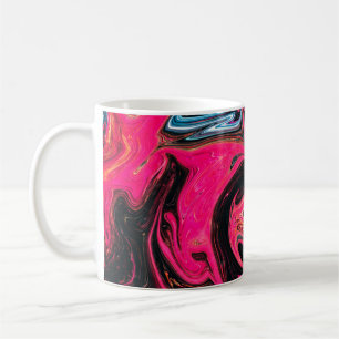 Farbenfroher marmorierter Hintergrund. Flüssigma Kaffeetasse