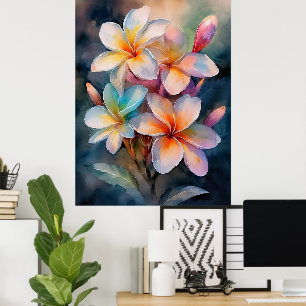 Farbenfroher Maui Plumeria Poster