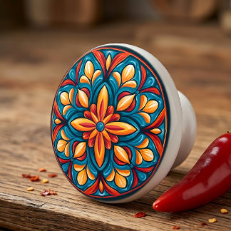 Farbenfroher mexikanischer Talavera-Stil Keramikknauf