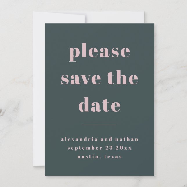 Farbenfroher Minimalismus | Charcoal Blue Foto Bac Save The Date (Vorderseite)