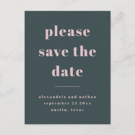 Farbenfroher Minimalismus | Charcoblau Save the Da Einladungspostkarte