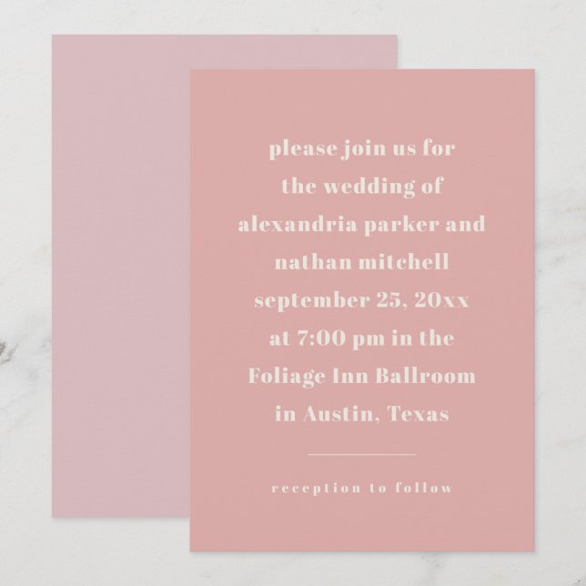 Farbenfroher Minimalismus | Modernes Rosa Einladung (Vorne/Hinten)
