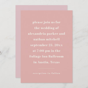 Farbenfroher Minimalismus   Modernes Rosa Einladung