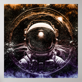 Farbenfroher moderner Astronaut im All Poster
