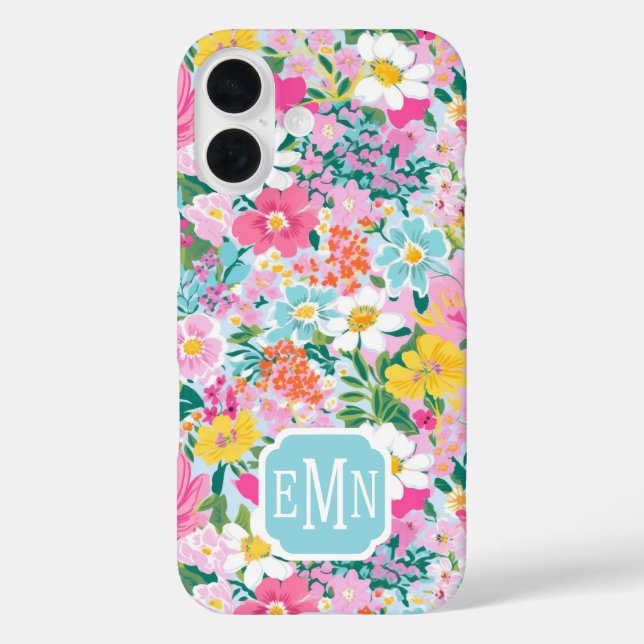 Farbenfroher moderner Garten mit Monogramm Case-Mate iPhone Hülle (Rückseite)