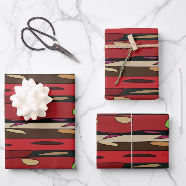 Farbenfroher moderner Teppich gestreiftes Muster Geschenkpapier Set (Vorderseite)