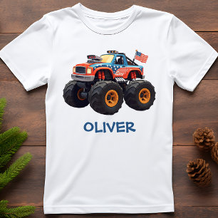 Farbenfroher Monsterlruck mit amerikanischer Flagg T-Shirt