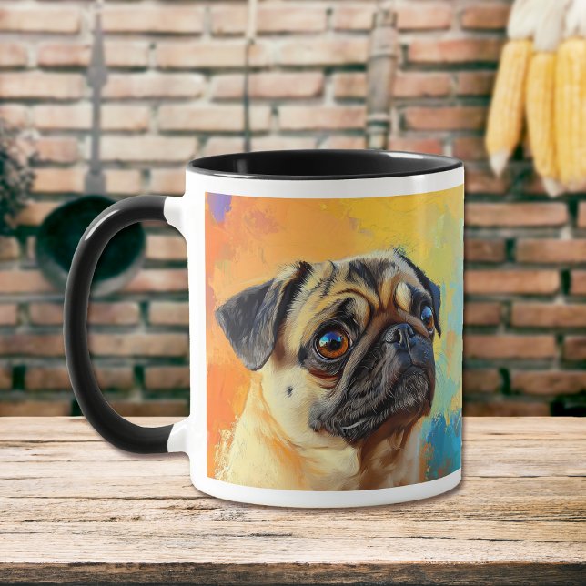 Farbenfroher Mops Hund impressionistisch Paint Tasse (Von Creator hochgeladen)