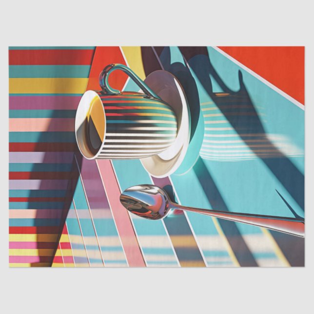 Farbenfroher Morgenkaffee, Abenddesign Seidenpapier (Vorderseite)