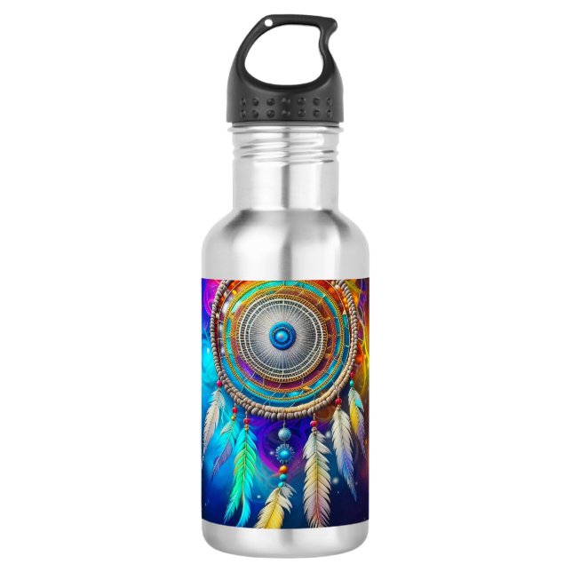 Farbenfroher Mystical Dreamcatcher Edelstahlflasche (Vorderseite)