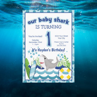 Farbenfroher Ocean Beach Shark 1. Geburtstag Einladung