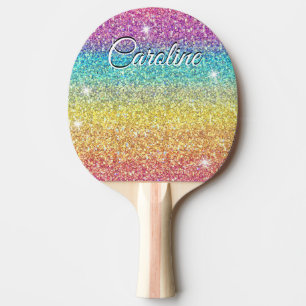Farbenfroher Ombre Rainbow Glitzer Trendy Pattern Tischtennis Schläger