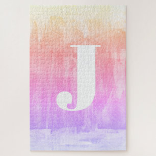 Farbenfroher Ombre-Verlaufs-Monogramm Puzzle