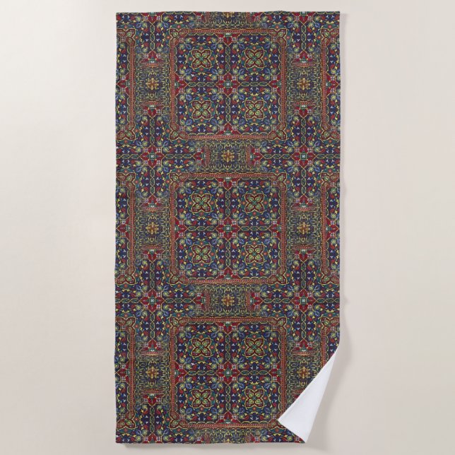 Farbenfroher orientalischer Teppich Strandtuch (Vorderseite)