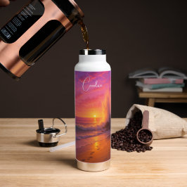 Farbenfroher Ozean-Sonnenaufgang sorgt für einen g Trinkflasche