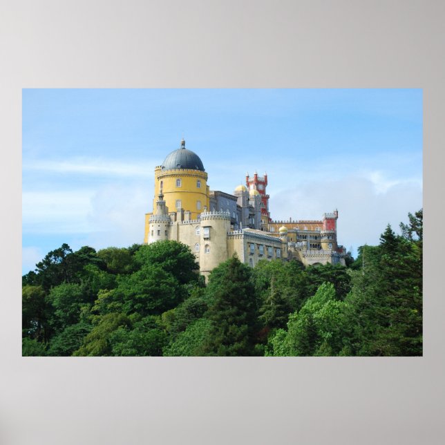 Farbenfroher Palast von Pena Landschaftsblick in S Poster (Vorne)