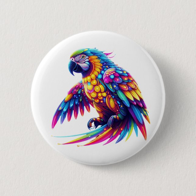 Farbenfroher Papagei Button (Vorderseite)