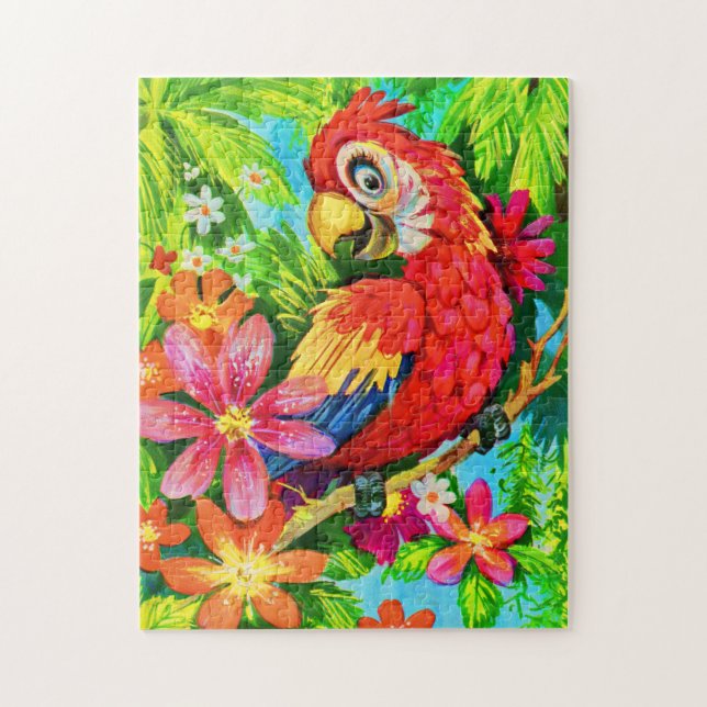 farbenfroher Papagei Puzzle (Vertikal)
