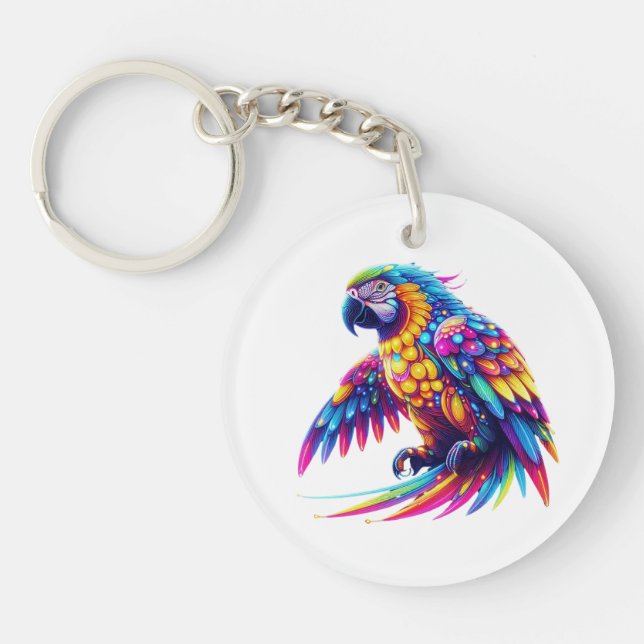 Farbenfroher Papagei Schlüsselanhänger (Vorderseite)