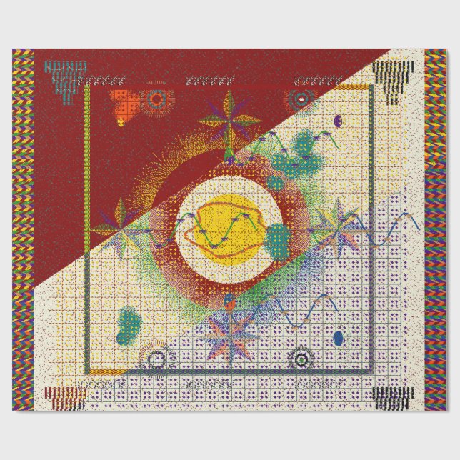 Farbenfroher persischer Teppich-Mandala-Muster  Geschenkpapier (Flach)