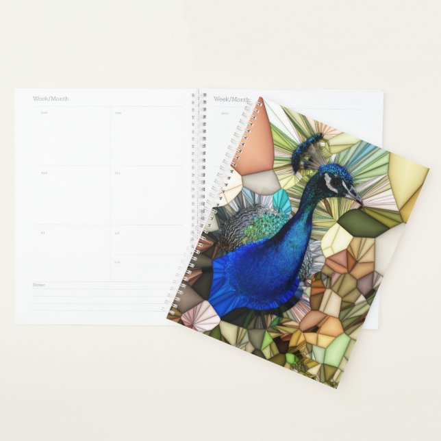Farbenfroher Pfauenmosaikplaner Planer (Anzeige)
