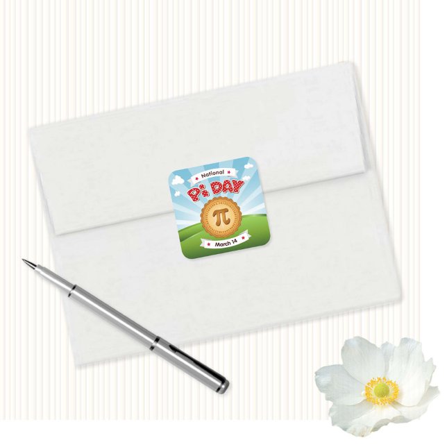 farbenfroher Pi Day Quadratischer Aufkleber (Von Creator hochgeladen)