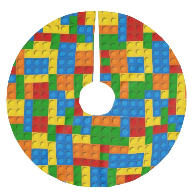 farbenfroher Plastikblock Weihnachtsbaumrock Polyester Weihnachtsbaumdecke (Vorderseite)