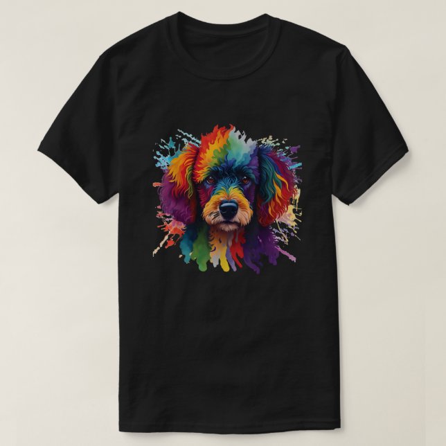 Farbenfroher Poodle Pop Art Dog Lover Pet Züchter T-Shirt (Design vorne)