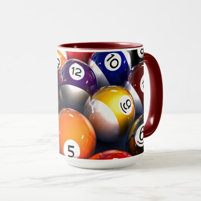 Farbenfroher Pool Lover Billiard Balls Tasse (VorderseiteRechts)